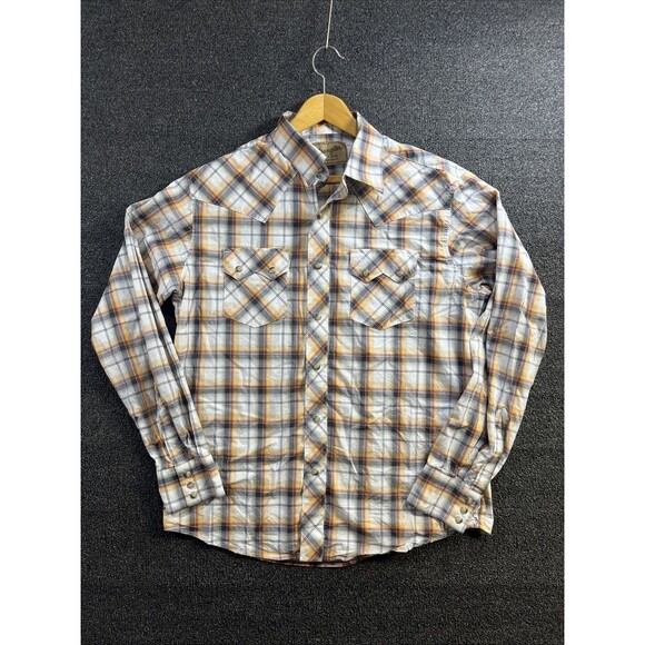 Wrangler Retro Western Pearl Snap Shirt Mens Size L Plaid Long Sleeve - Picture 1 of 13